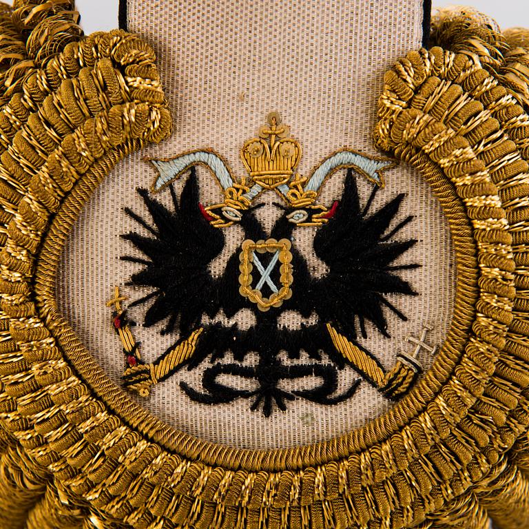 Epåletter ett par, ryska, tillhörande konteramiralen  Alexander Johan Fredrik Armfelt 1826-1898.