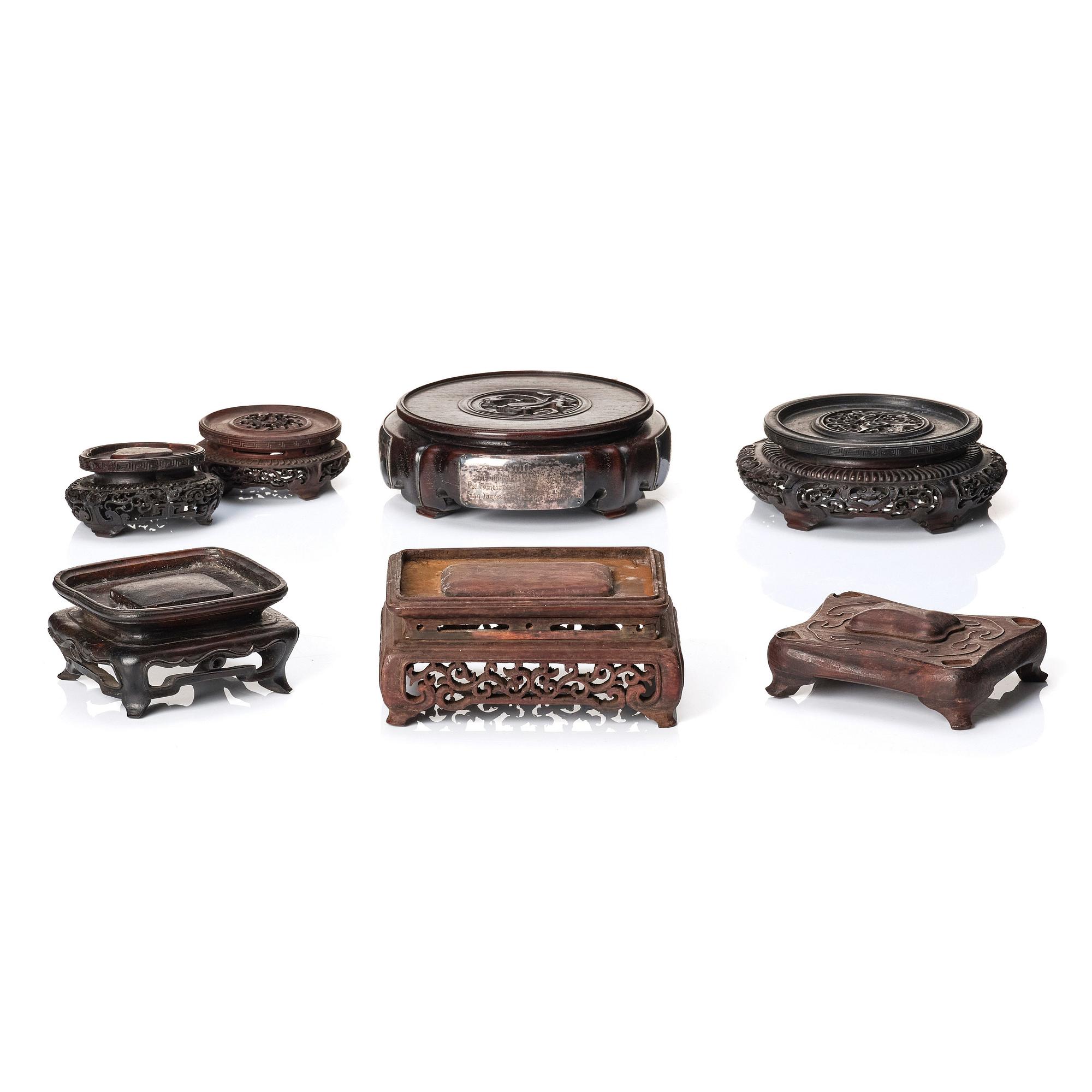 Seven Chinese hardwood stands, Qing dynasty (1644-1912).
