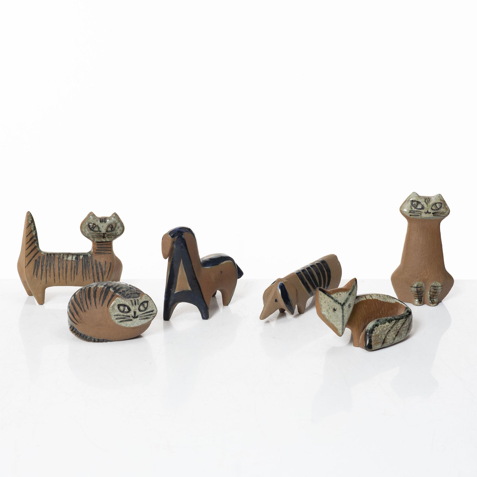 Lisa Larson, figurines, 6 pcs, stoneware, Gustavsberg.