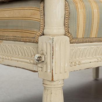 A late Gustavian sofa, circa 1800.