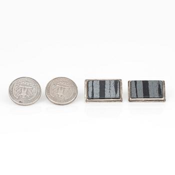 MANSCHETTKNAPPAR, 2 par, silver, bland annat Claes Giertta, Stockholm 1965-1966. Vikt ca 62 gram.