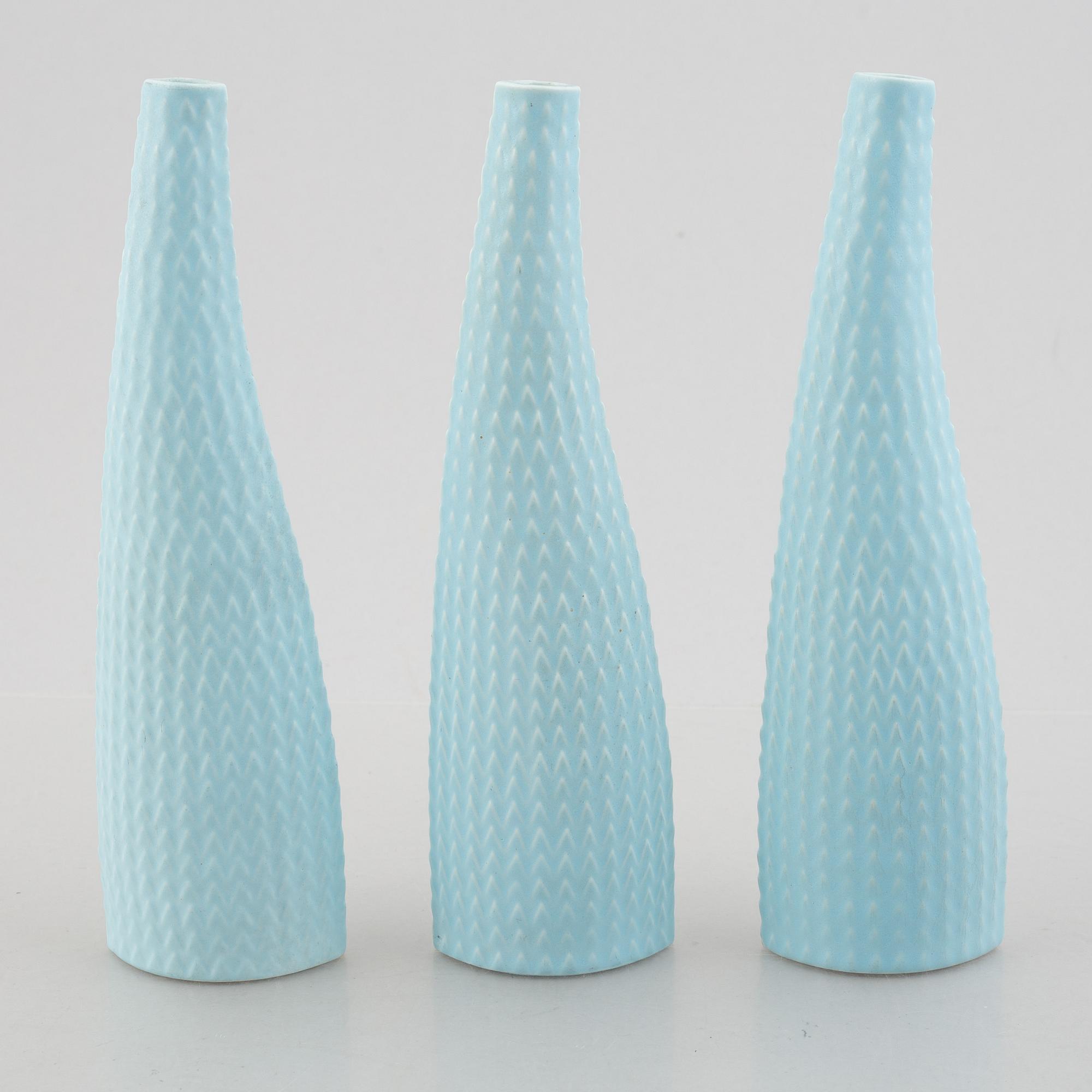 Stig Lindberg, vaser och skålar, 5 st, "Reptil", Gustavsberg, 1953-63.