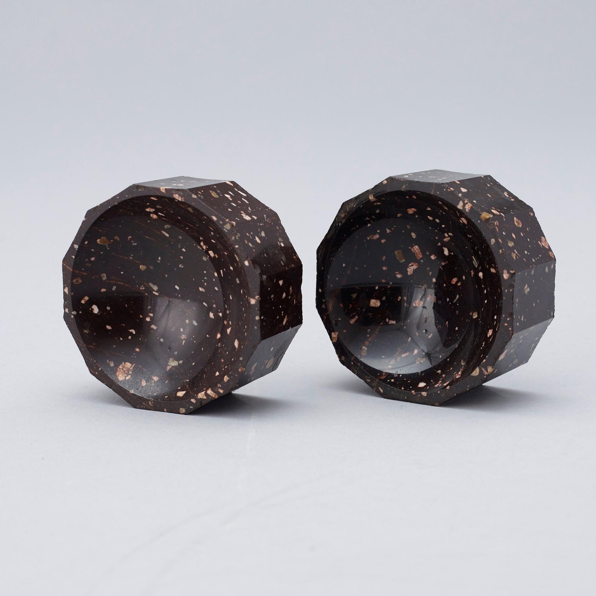 Two matched Swedish 19th century porphyry salts.