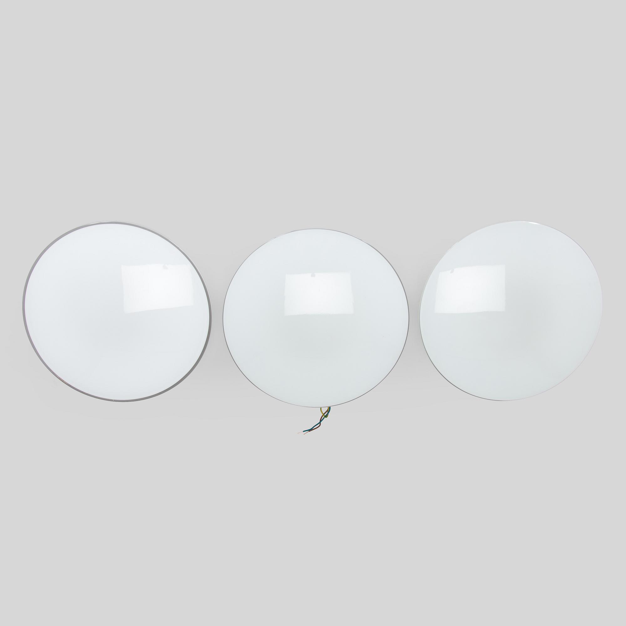 Arne Jacobsen, set of three ceiling lamps/wall lamps, "AJ-Eklipta", Louis Poulsen, Denmark.
