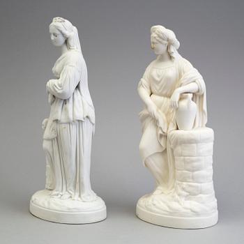 TWO PARIAN FIGURES, one marked Gustafsberg.