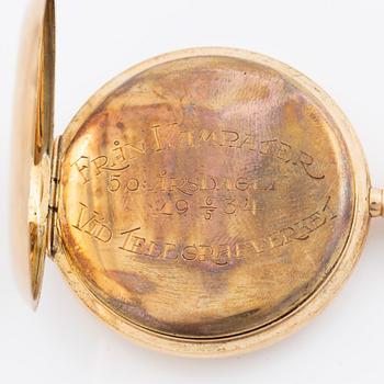 Omega, pocket watch, hunter, 14K gold, 51.5 mm.