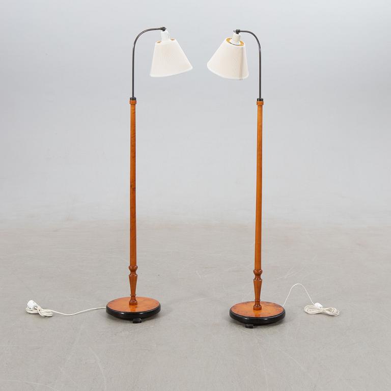 Floor lamps, a pair, 1940s.