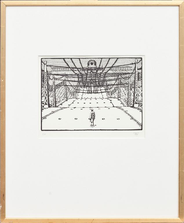 PALLE NIELSEN, träsnitt. Monogramsignerad, E.T.