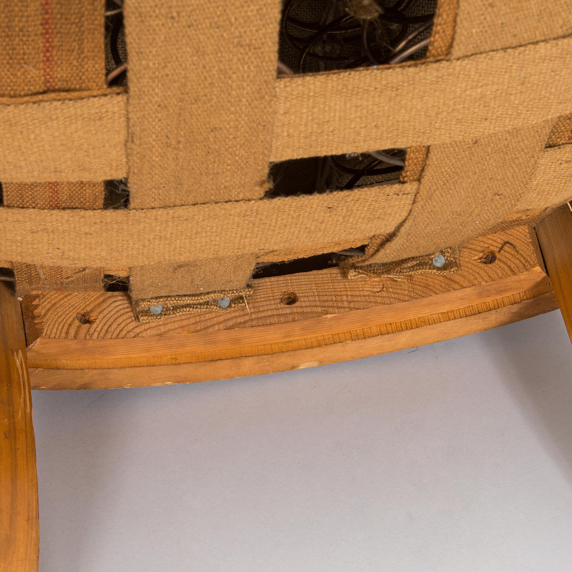 Adolf Koskinen, a pair of armchairs, manufactured by Elias Hollo Puunjalostustehdas, Finland, 1920s.