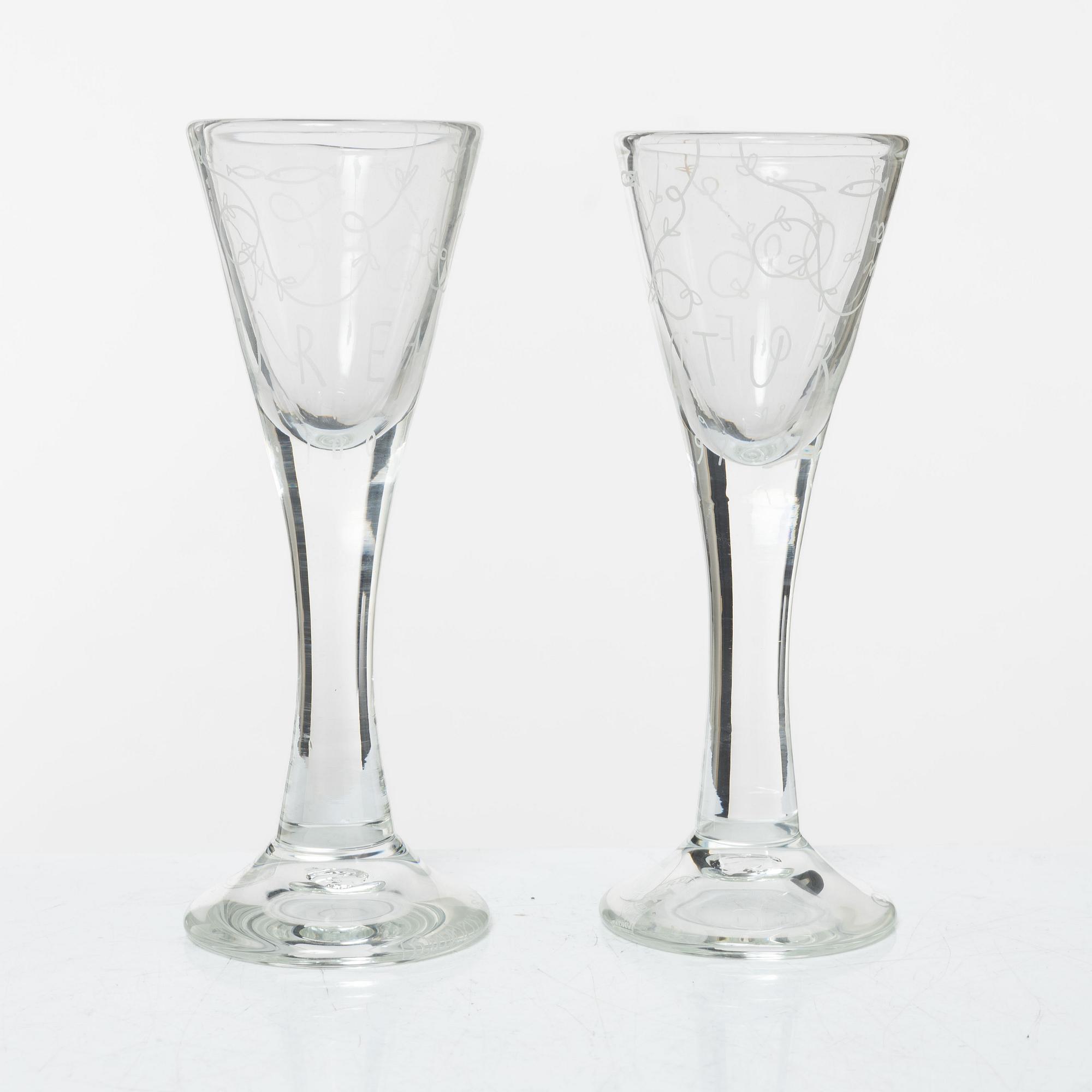Jonas Bohlin, A pair of shot glasses, 'A glass, Reijmyre, 1997.