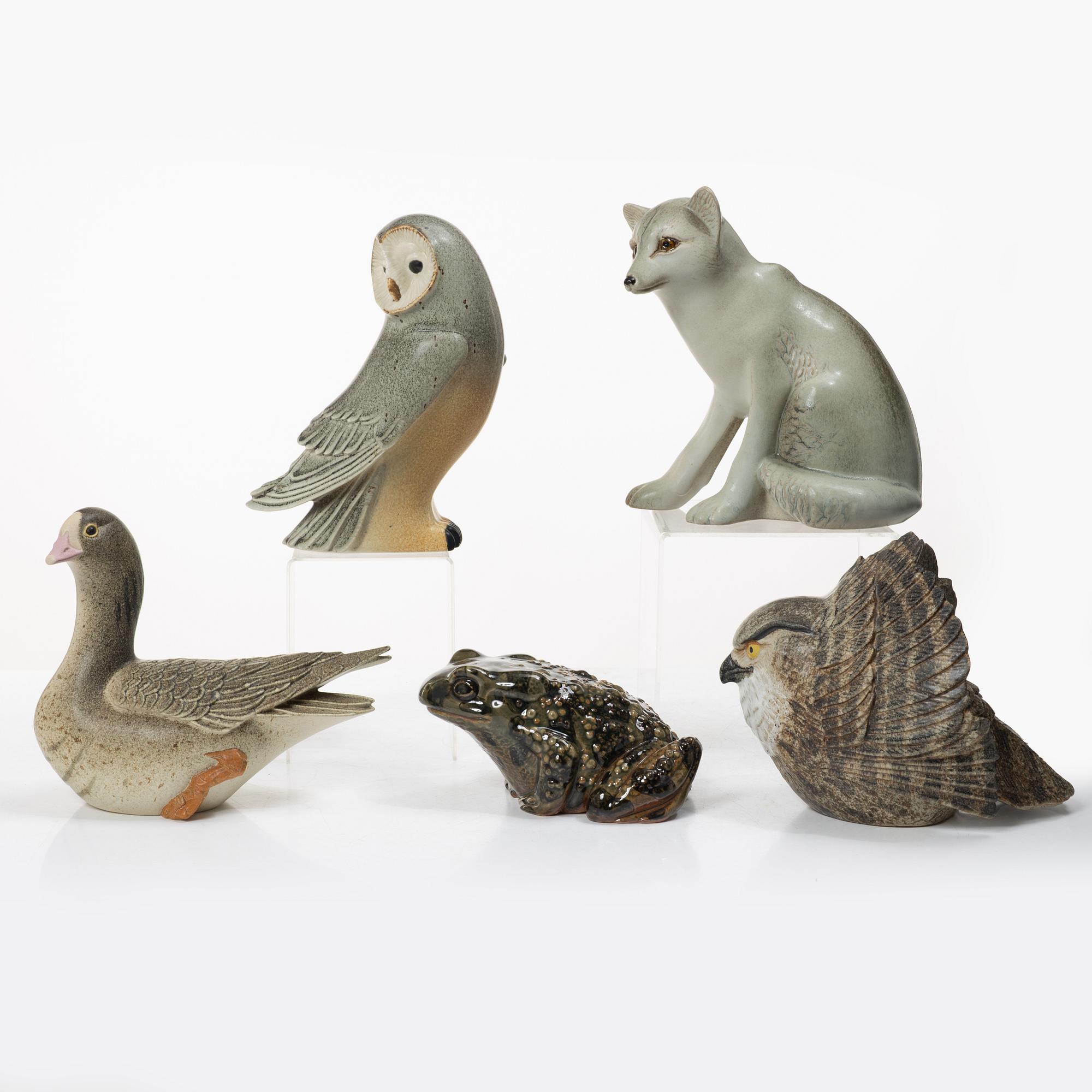 Paul Hoff, Figurines, 5 pieces, Gustavsberg for NK, Nordiska Kompaniet in collaboration with WWF.