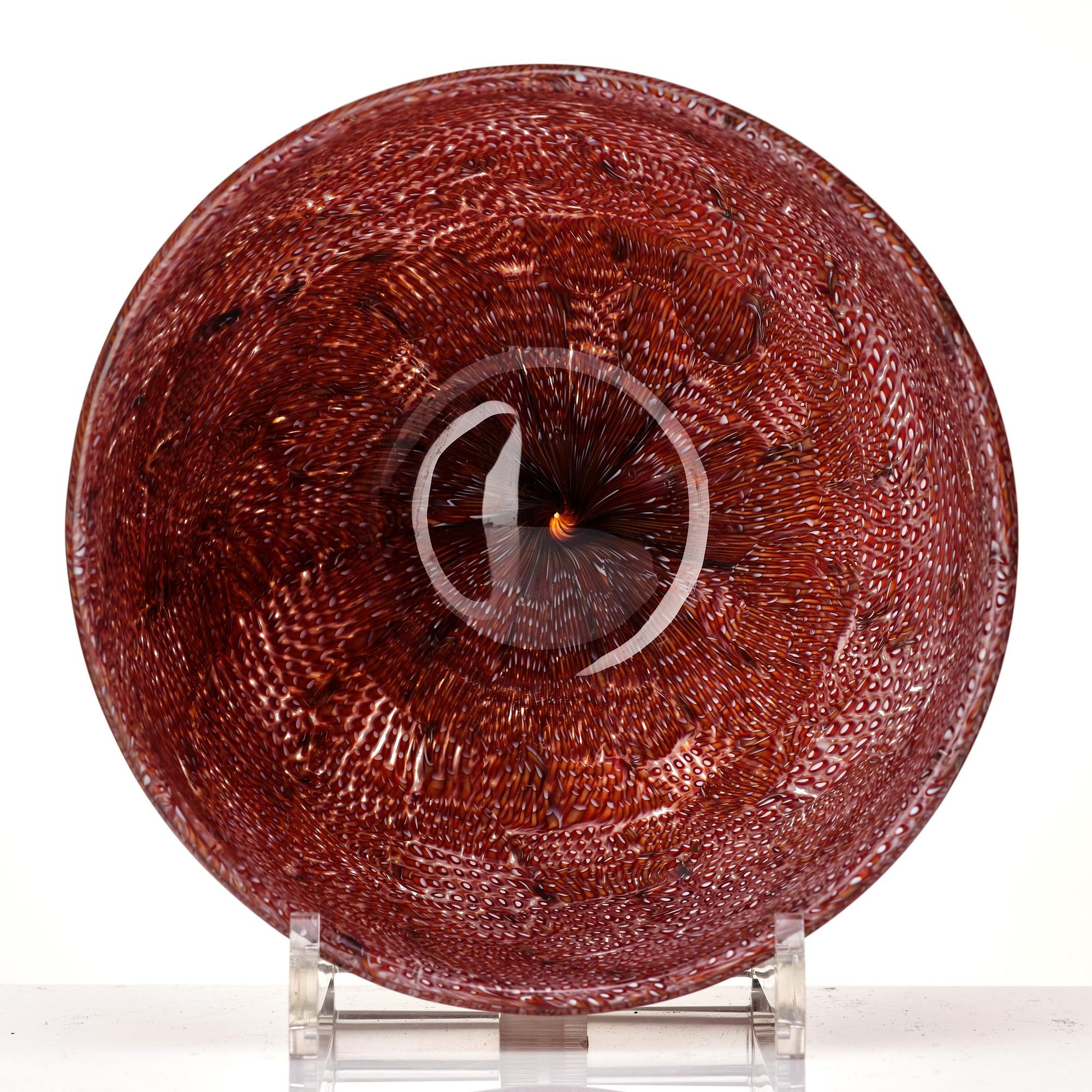 Paolo Venini, a burgundy and white "Murrina" bowl, Italy 1950's.