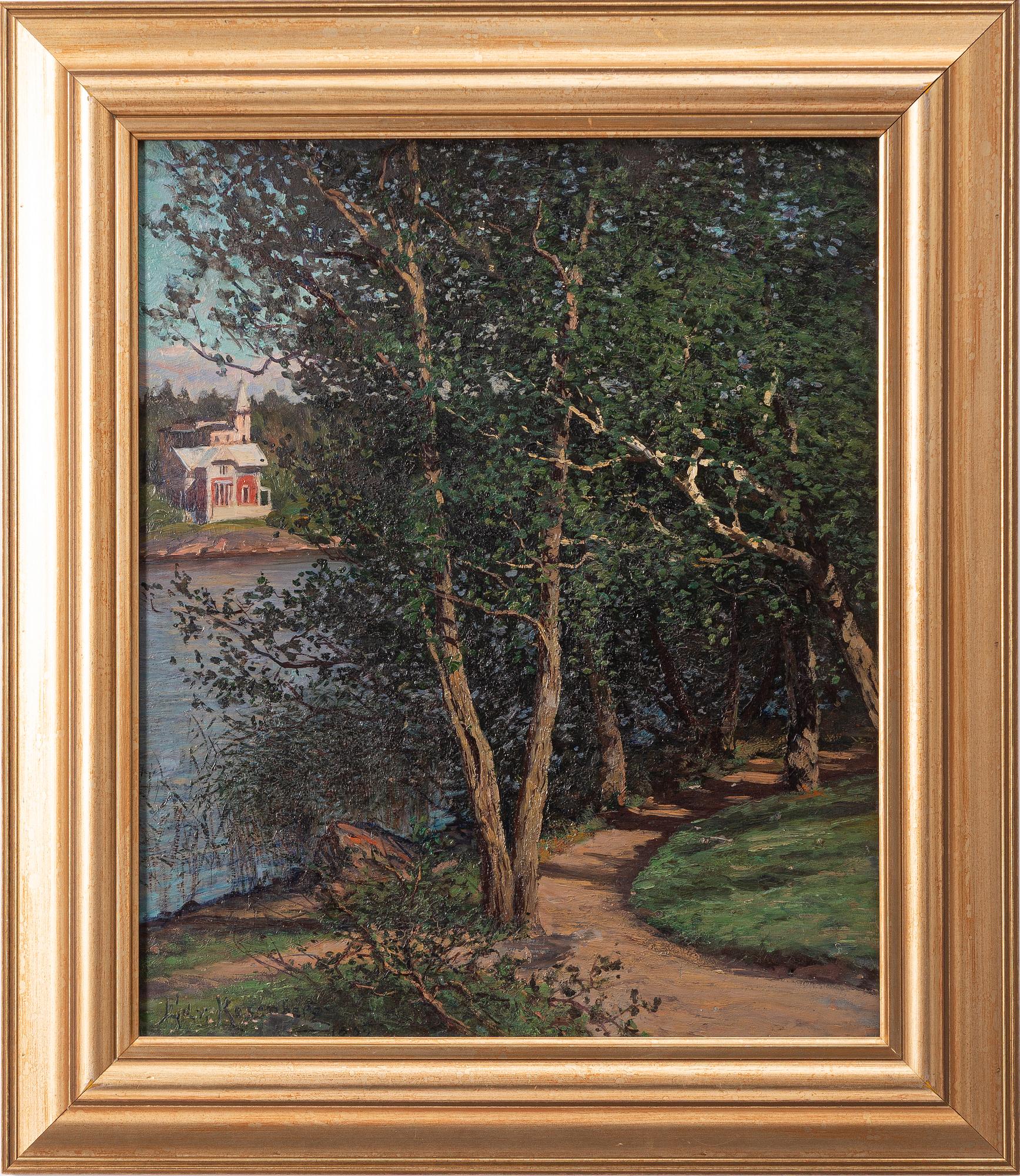 Edvard Rosenberg, landscape with a church.