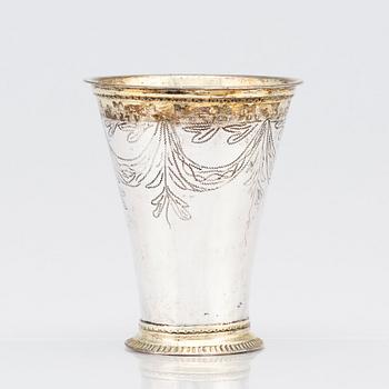 A Swedish parcel-gilt silver beaker, marks of Erik Gustaf Öström, Gävle 1855.