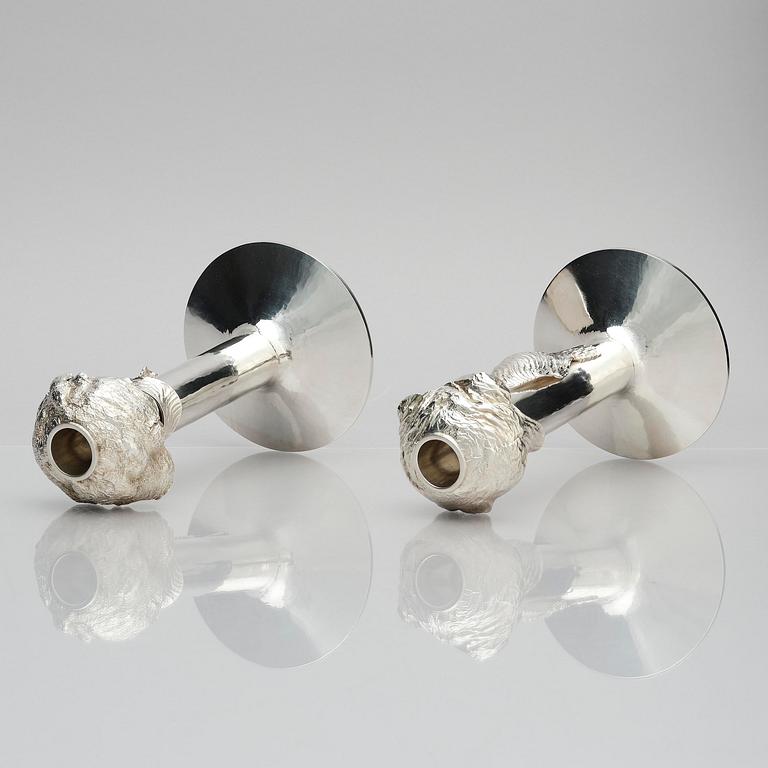 Olle Ohlsson, a pair of silver candlesticks, Stockholm, Sweden 1978.
