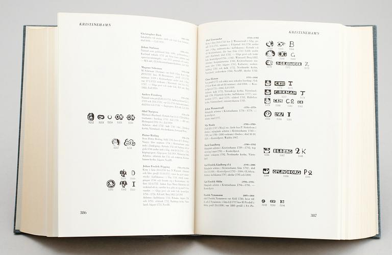 BÖCKER: Svenskt Silversmide 1520-1850, 4 volymer (3+1), tryckta 1940/41 samt stämpelboken 1963.