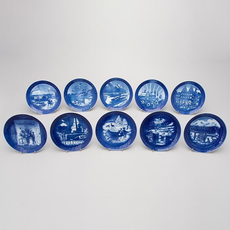 A set of 38 porcelain Christmas plates, Royal Copenhagen, Denmark, 1966 + 1973-2009.