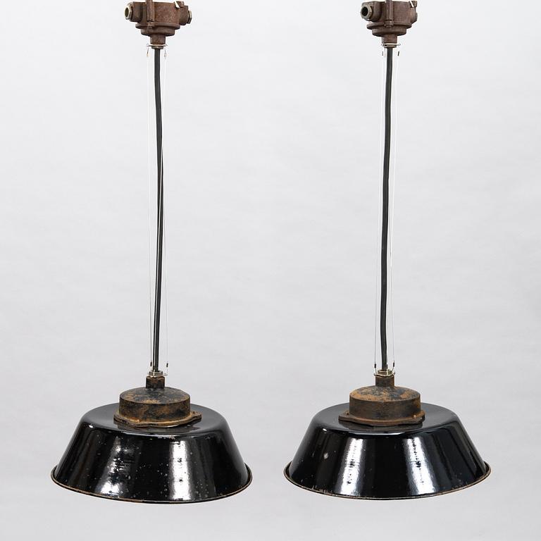 PAAVO TYNELL, Two 1930's '2521-53' industrial light for Taito Finland.