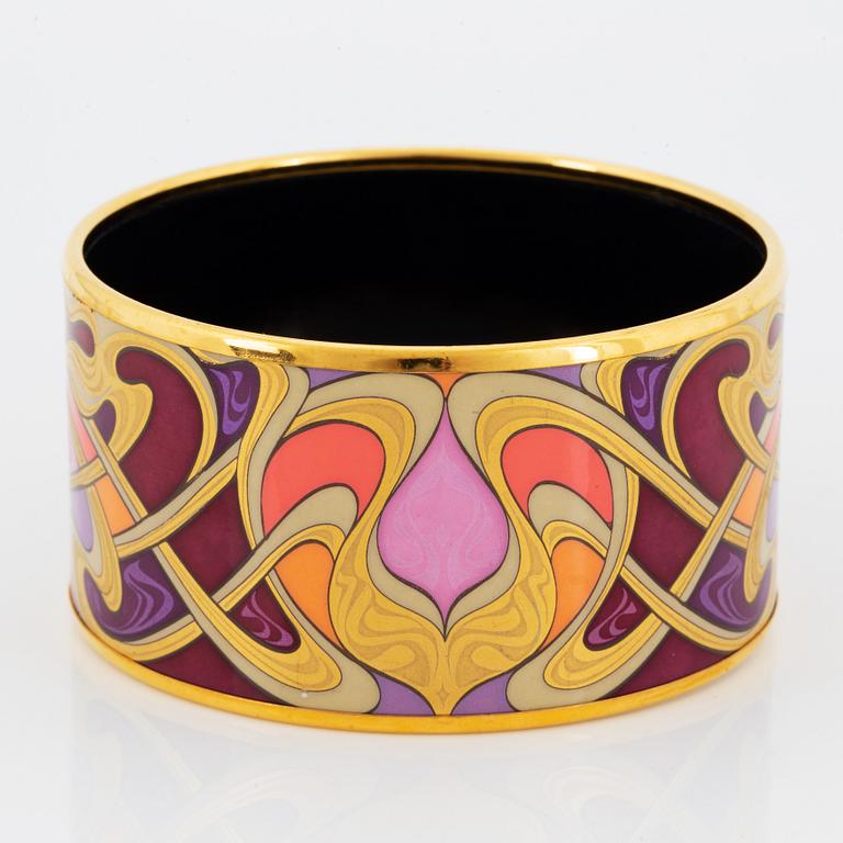 Frey Wille, an enamel and gilt metal bangle, 'Hommage à Alphonse Mucha'.