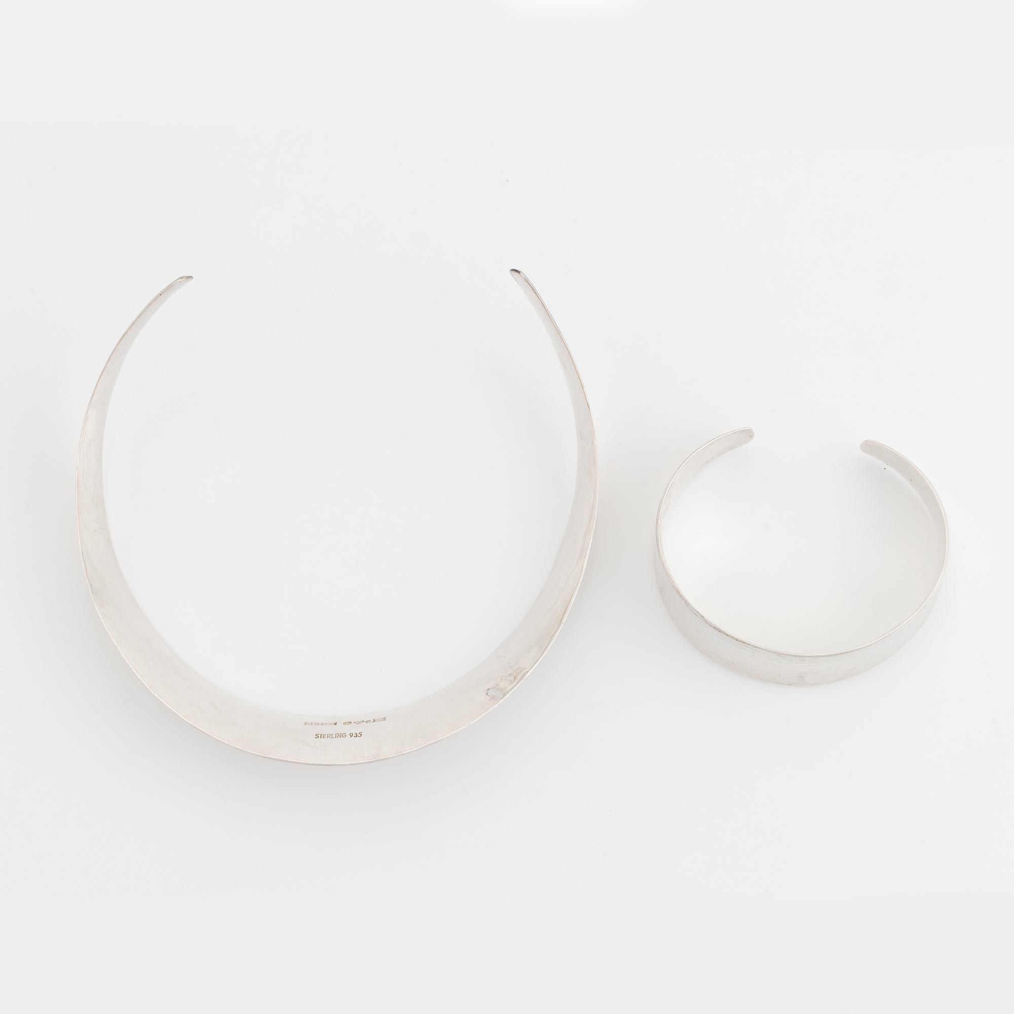 Sterling silver necklace and bangle, Alton.