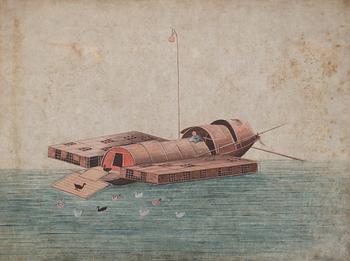 992. Okänd konstnär, akvarell på rispapper. Qingdynastin, 1800-tal.
