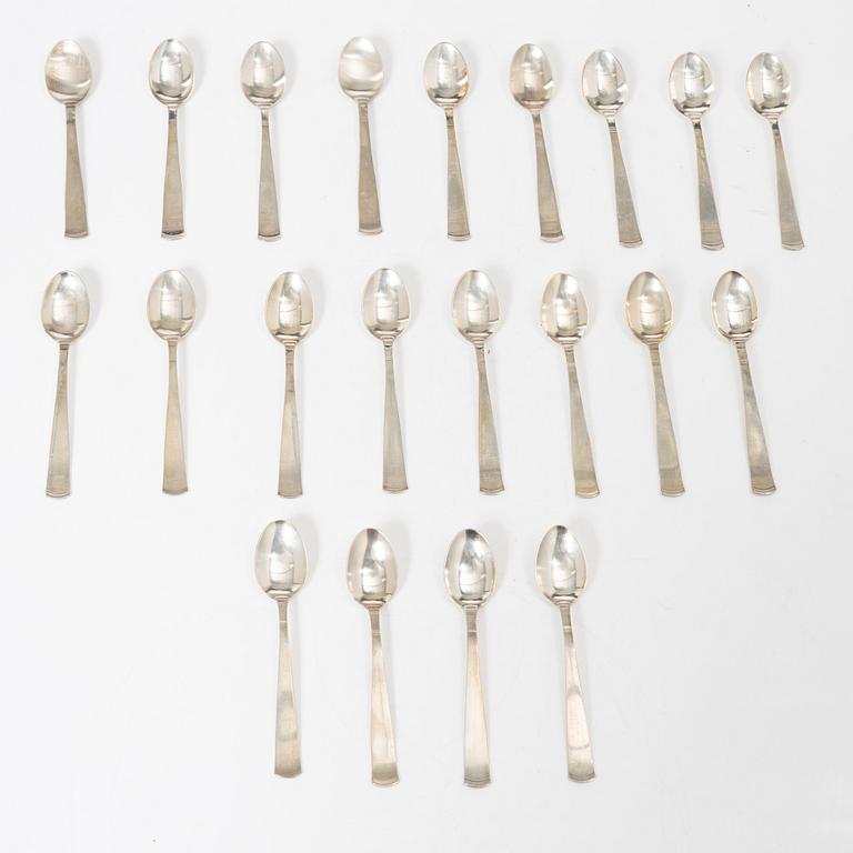 Jacob Ängman, coffee spoons, 21 pcs, "Rosenholm", silver, GAB, Stockholm 1960s.