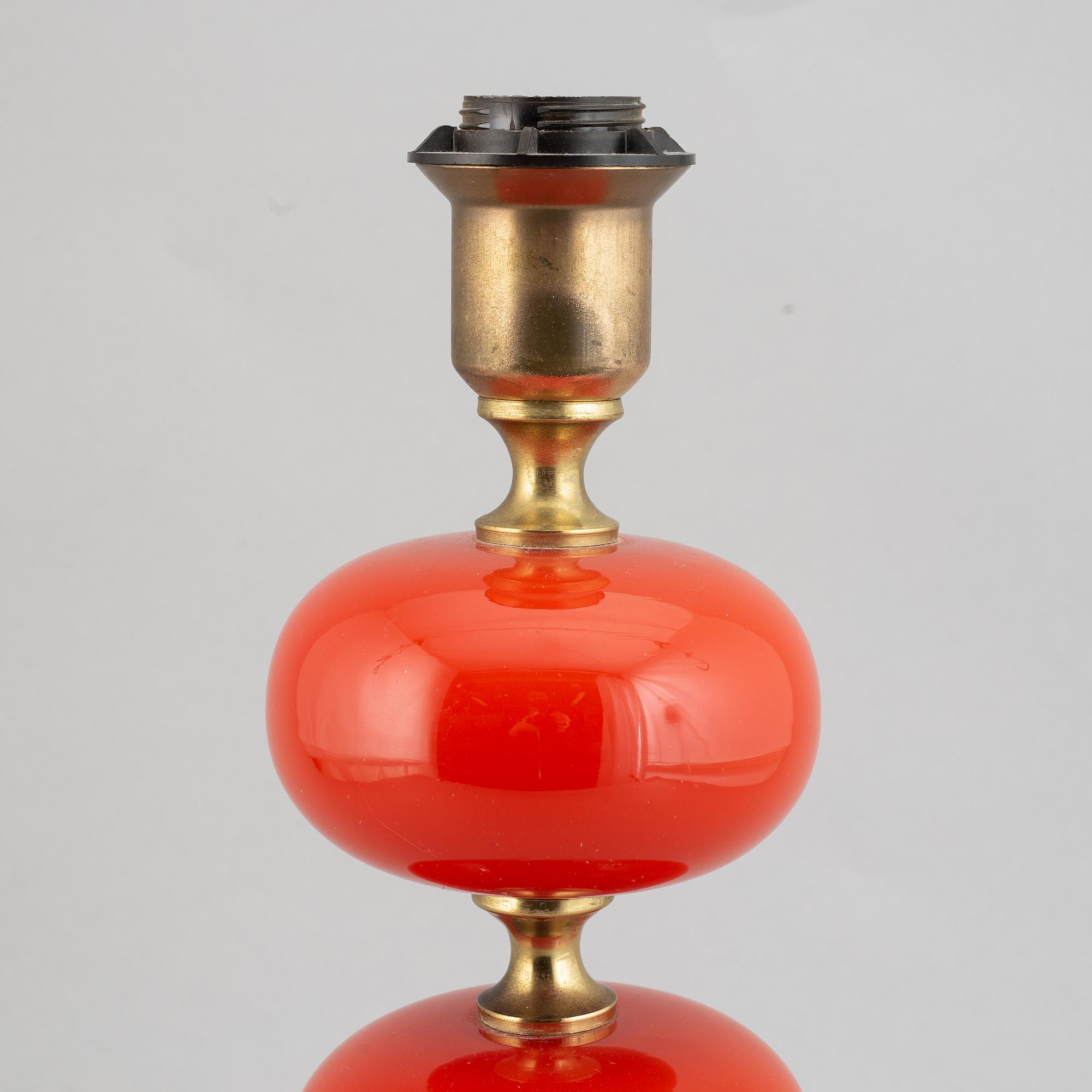 A brass and glass table lamp from AB. Stilarmatur, Tranås, Sweden, 1970s.