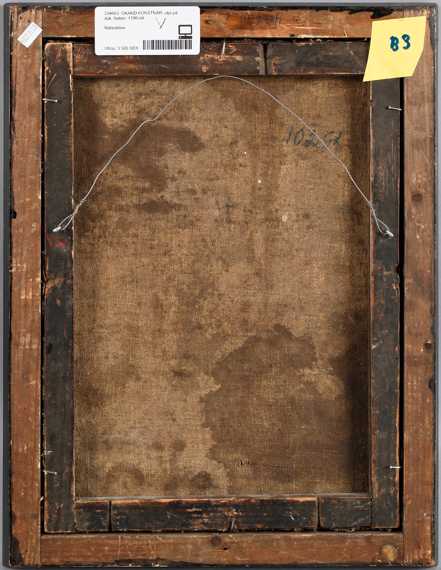 OKÄND KONSTNÄR, olja på duk, Italien, 1700-tal.
