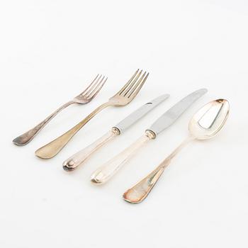 Cutlery set, 90 pieces, Old Swedish, silver and partly of low-grade silver, including GAB, Eskilstuna 1987.