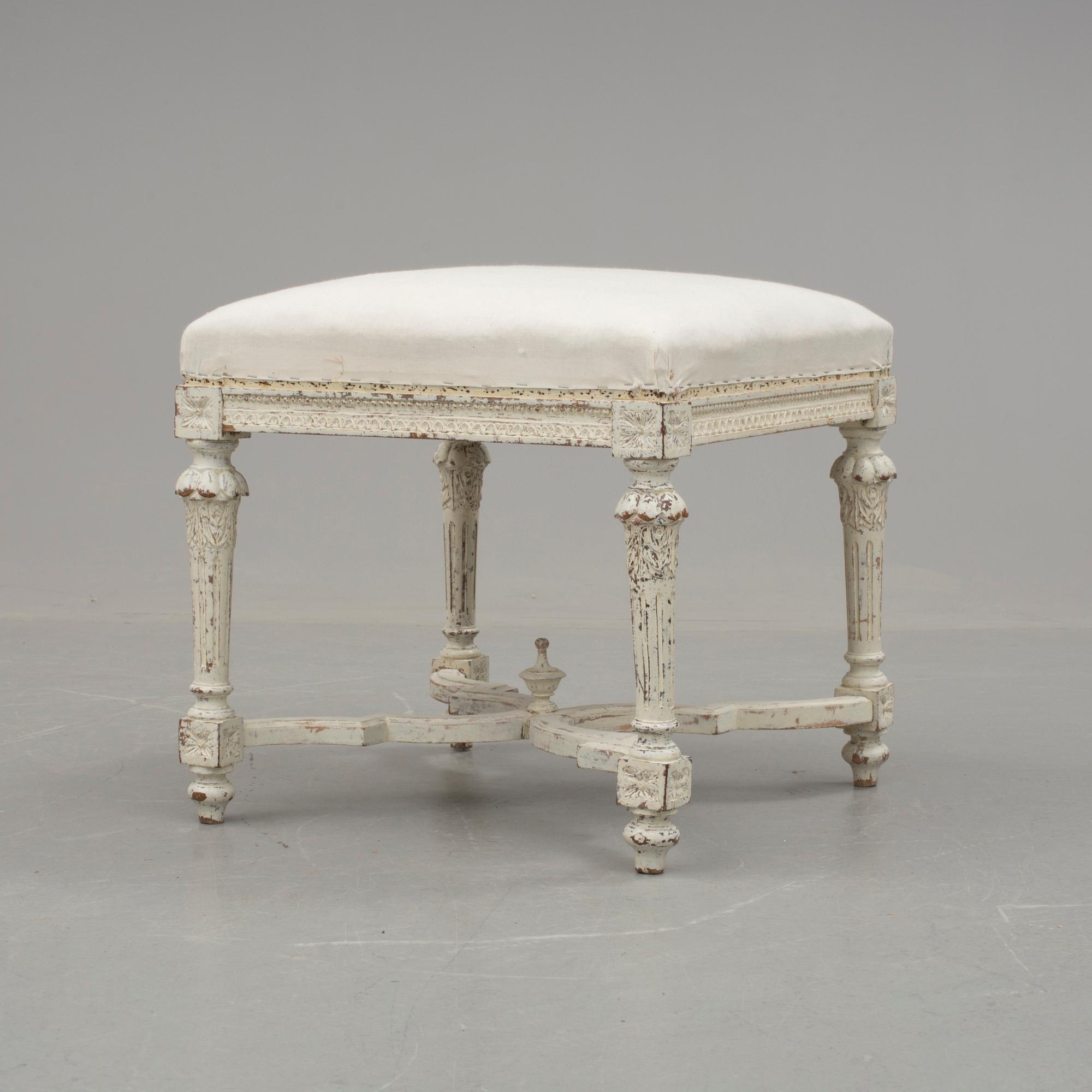 TABURETT, gustaviansk stil/barockstil, sent 1800-tal.