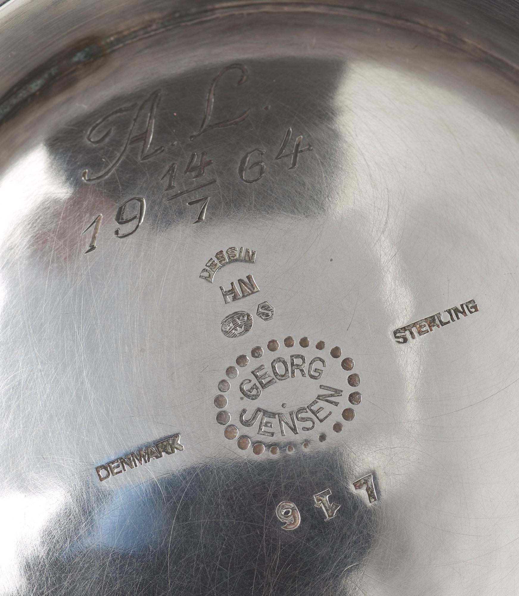 Harald Nielsen, teservis, tre delar, för Georg Jensen, Köpenhamn 1945-77, sterling.