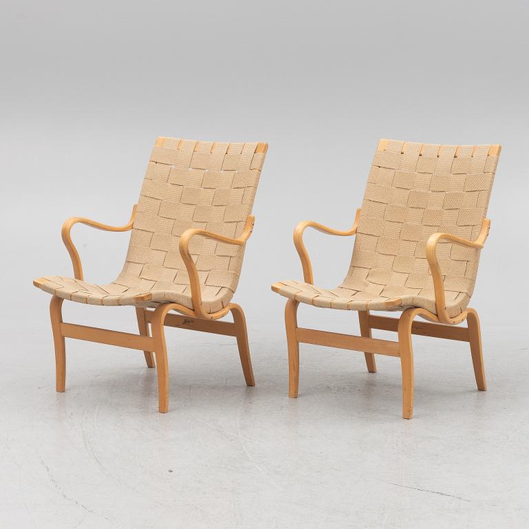 Bruno Mathsson, armchairs, a pair, "Eva", Karl Mathsson Company, dated 1970.