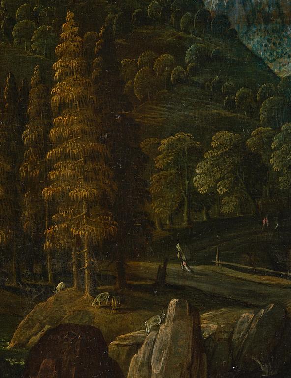 Tobias Verhaecht, Wide landscape with Herse and her maidservants discovered by Mercury on the way to the Temple of Minerva.