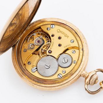 Omega, pocket watch, hunter, 14K gold, 51.5 mm.
