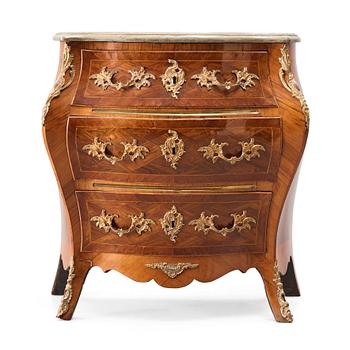 A Swedish Rococo 18th century commode attributed to Johan Neiber (master in Stockholm 1768-1795).