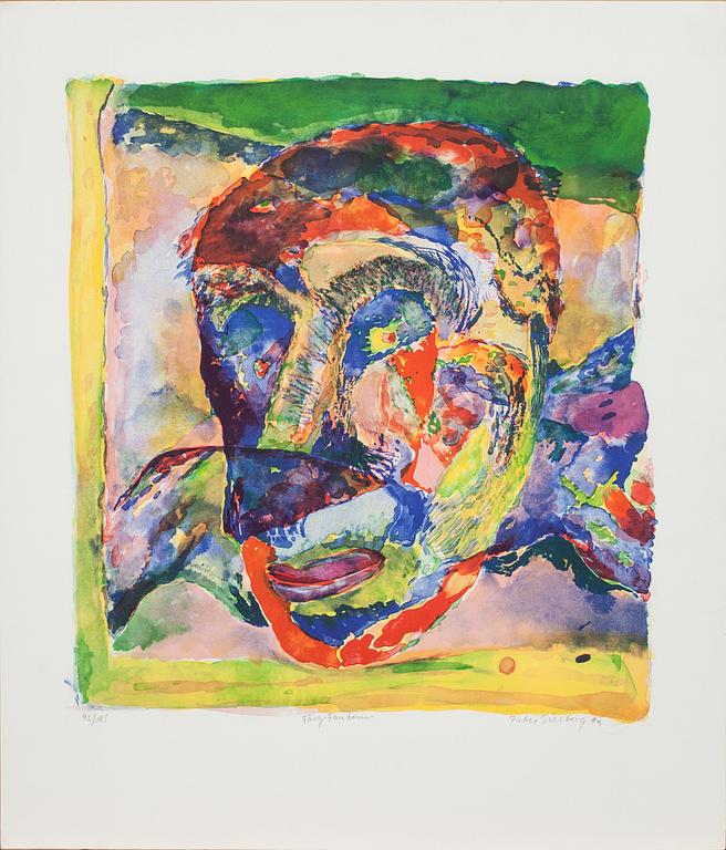 PETER TILLBERG, färglitografier, 2 st, signerade, daterade -93 och numrerade 166/185 resp 92/185.