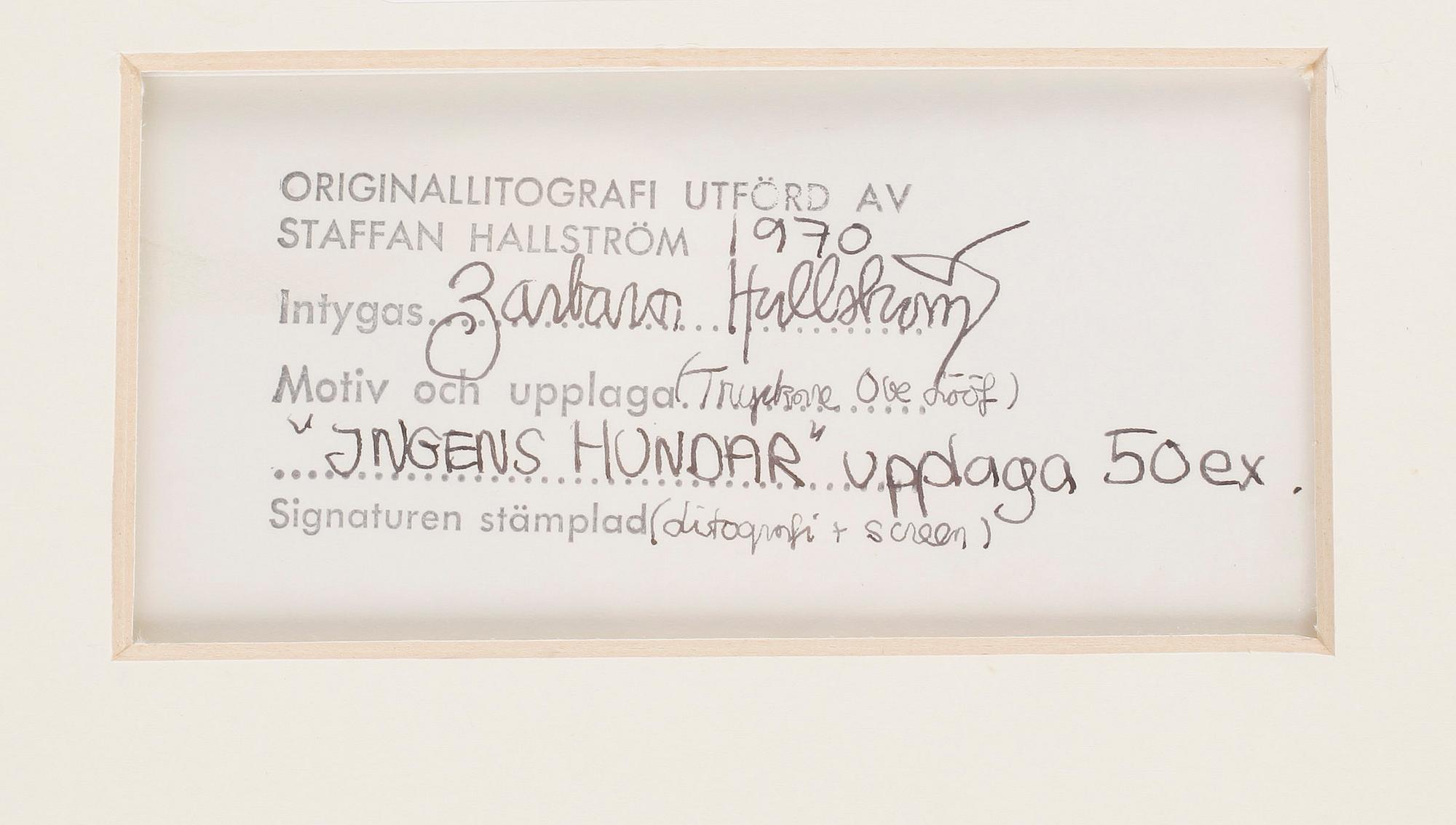 STAFFAN HALLSTRÖM, färglitografi och screen, stämpelsignerad o numrerad 26/50. Handsignerad a tergo. Utförd 1970.