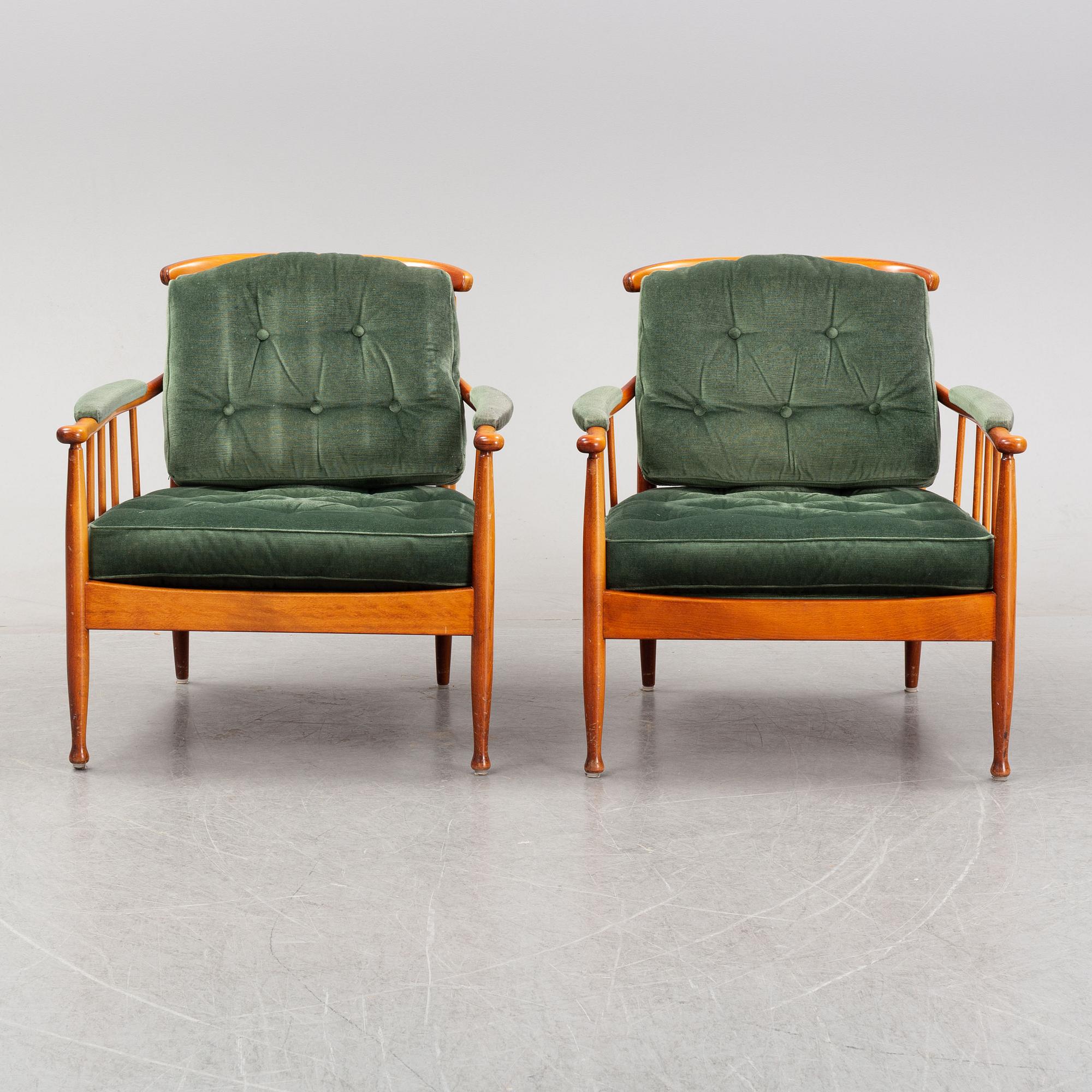 A pair of 'Skrindan' easy chairs by Kerstin Hörlin-Holmquist for OPE, 1960's.