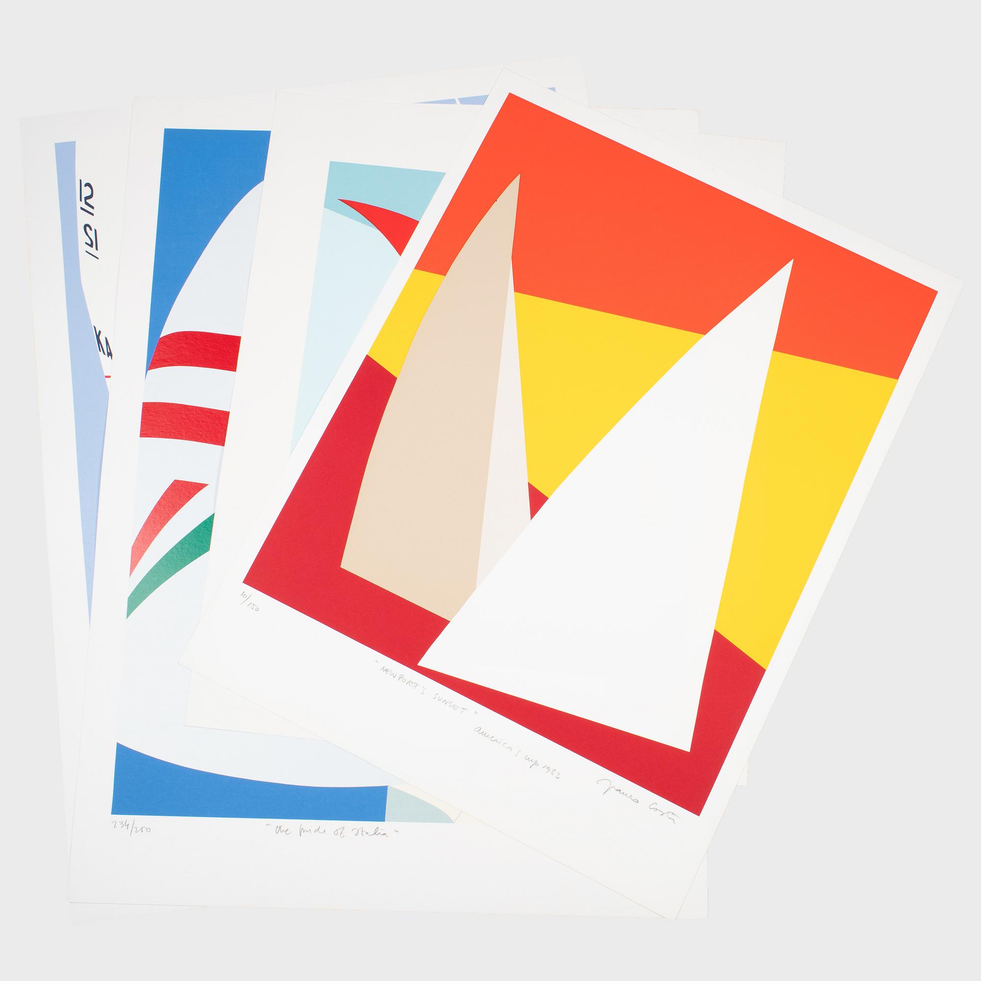 Franco Costa, "Red spinnaker in Florida", "Newport's sunset", "The ocean's championship", "The pride of Italia" (4).