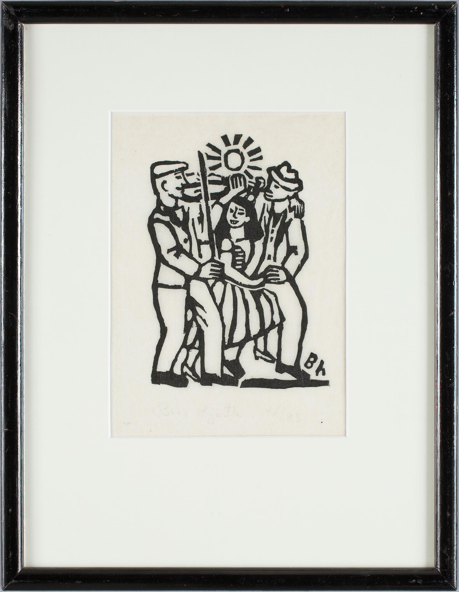 BROR HJORTH, träsnitt, sign o numr 46/85.