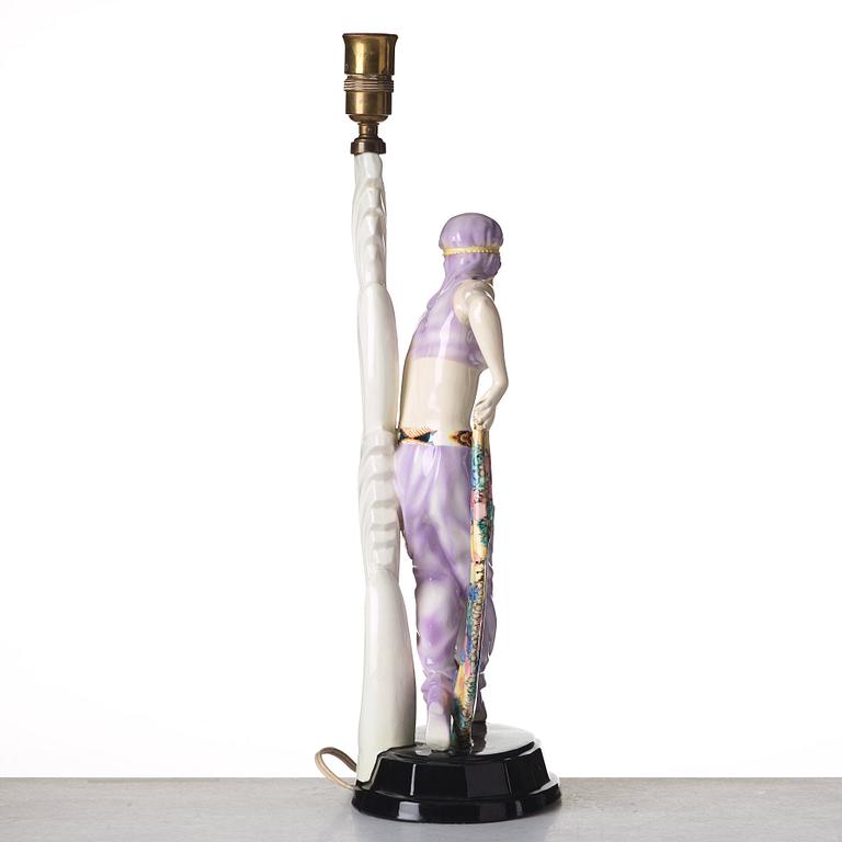 Josef Lorenzl, JOSEF LORENZL, an "Odaliske" creamware figure/table lamp, for Goldscheider, Wien, model 5613.