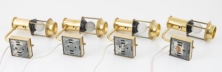 Four brass wall lamps, model 738, Høvik Lys, Norway, end of the 20th century.