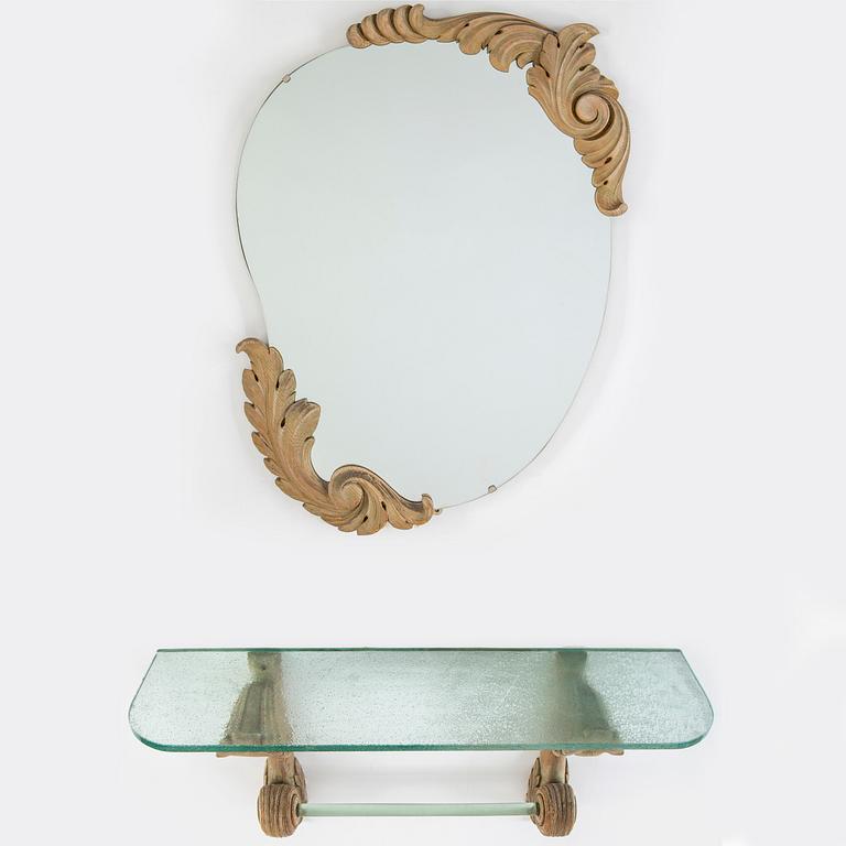 A Swedish Modern mirror and console table, 1940's.