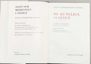 A set18 books about swedish castles and mansions, published by Allhems förlag in Malmö, second half of the 20th century.