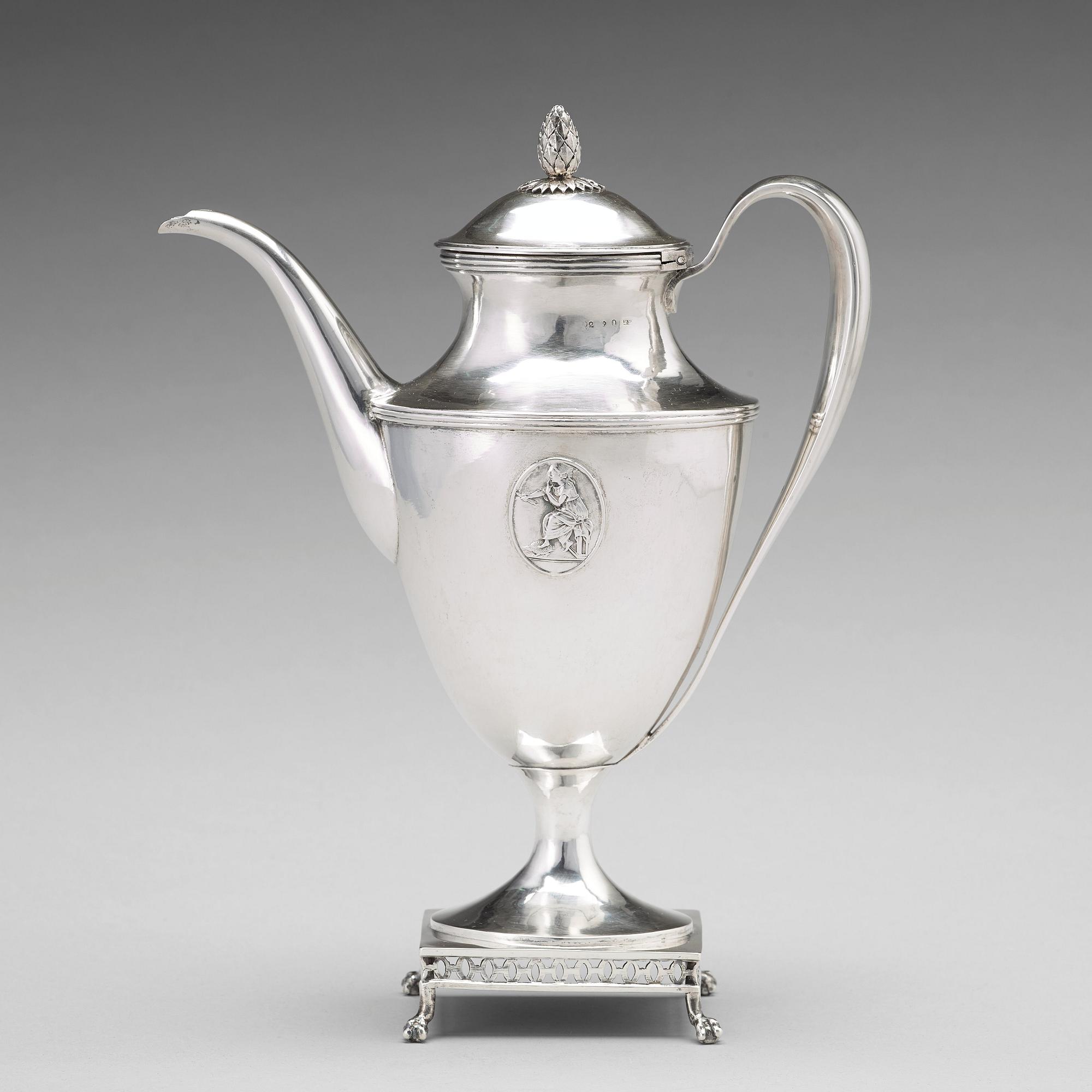 Petter Eneroth, kaffekanna, silver, Stockholm 1798, gustaviansk.