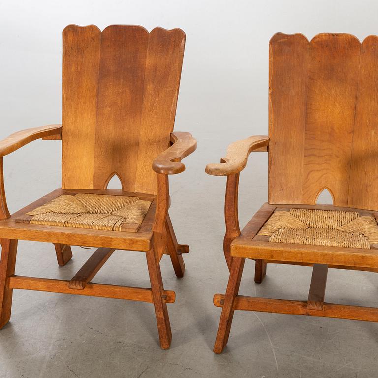 THREE EASY CHAIRS MID 20TH CENTURY.