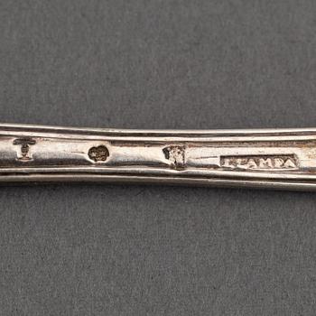 6 swedish silver dessert forks, mark of  Jacob Lampa, Stockholm 1777.