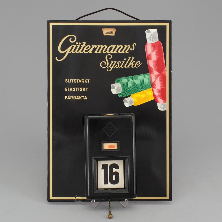 ALMANACKA, papp och bakelit, Gütermanns Sysilke, MEDA Kalenderfabrik, Erich Hartmann, 1900-talets mitt.