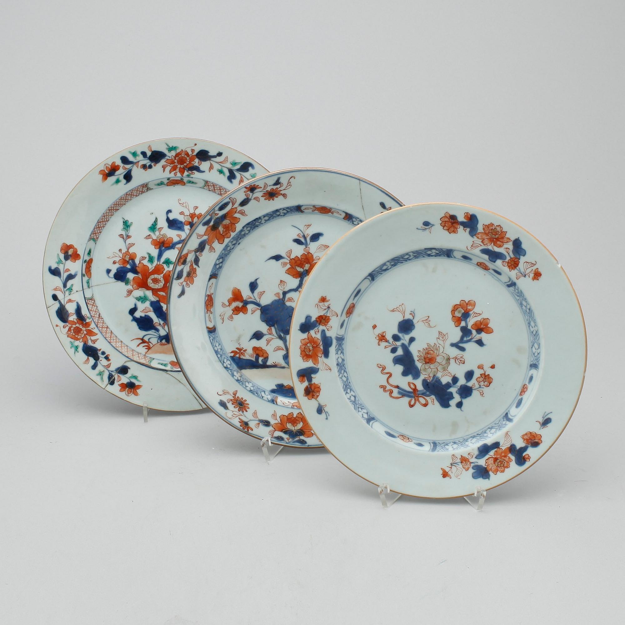 TALLRIKAR, 9 st, porslin, Kina/Japan. 1700-tal.