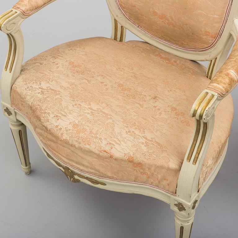 TWO ARMCHAIRS, gustavian and gustavian style, late 18th century and early 20th century.